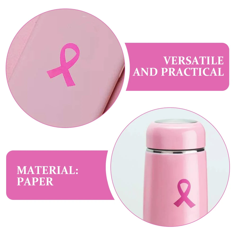 320 PEICES! Pink Ribbon Stickers Breast Cancer Awareness Decorative Decals for Women Girls Events Public Welfare Supplies