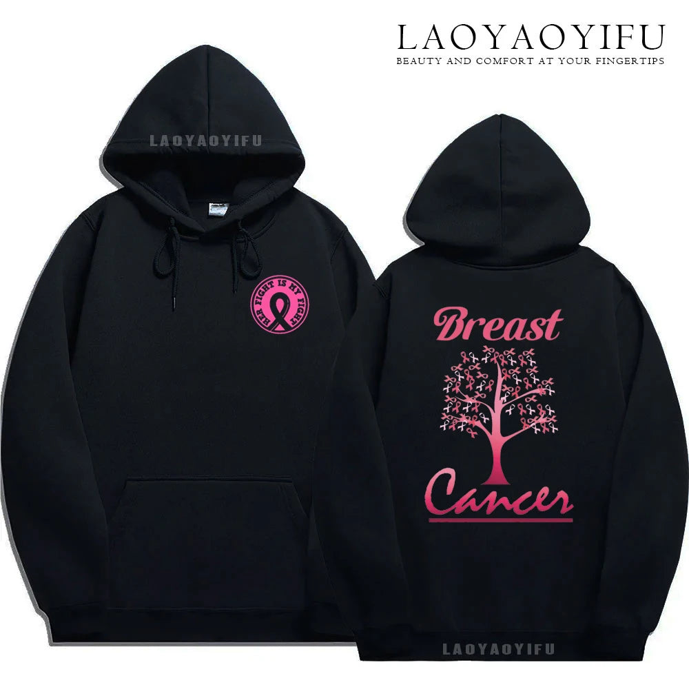 Pink Ribbon Breast Cancer Awareness Hoodie Unisex Cancer Survivor Support Thermal Lined Streetwear Anime Hoodie Autumn Tops