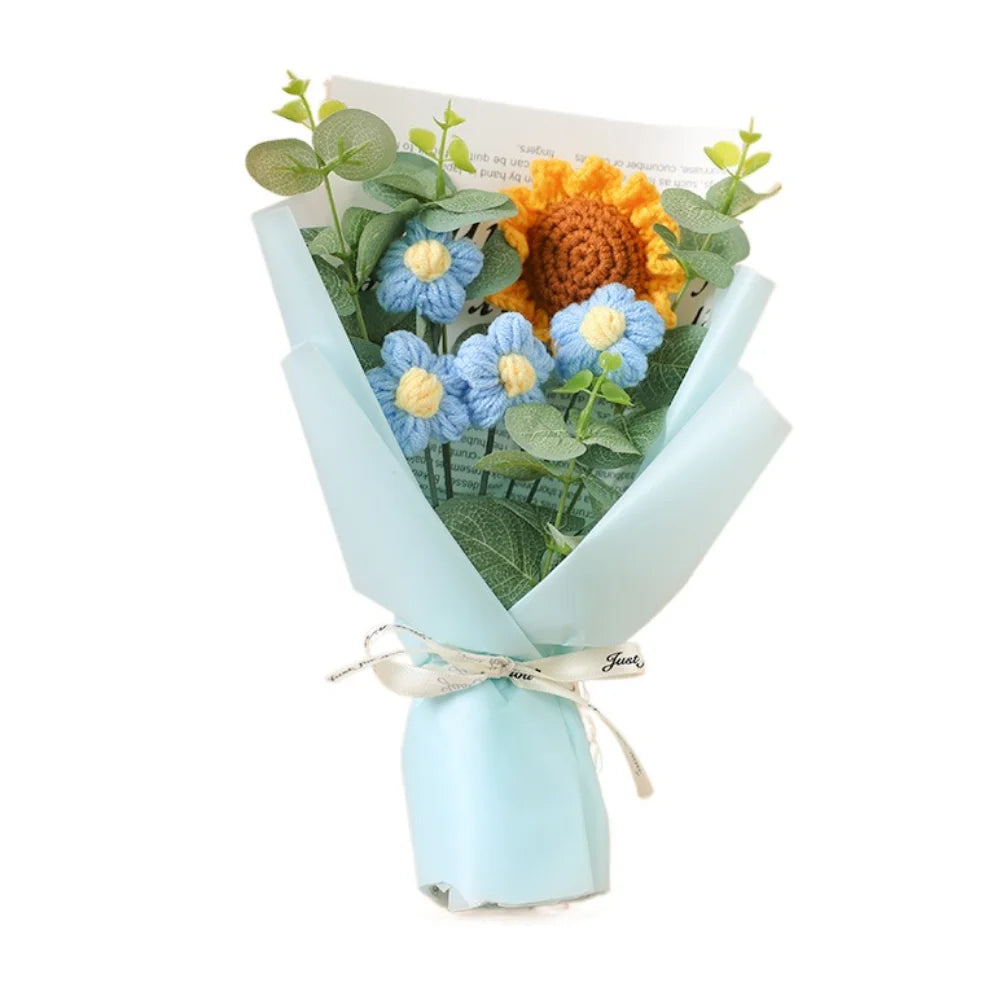 Handmade Eternal Flower Sunflower Daisy Bouquet Artificial Flower Crochet Bouquet Anniversary Mothers Day Valentine's Day Gift