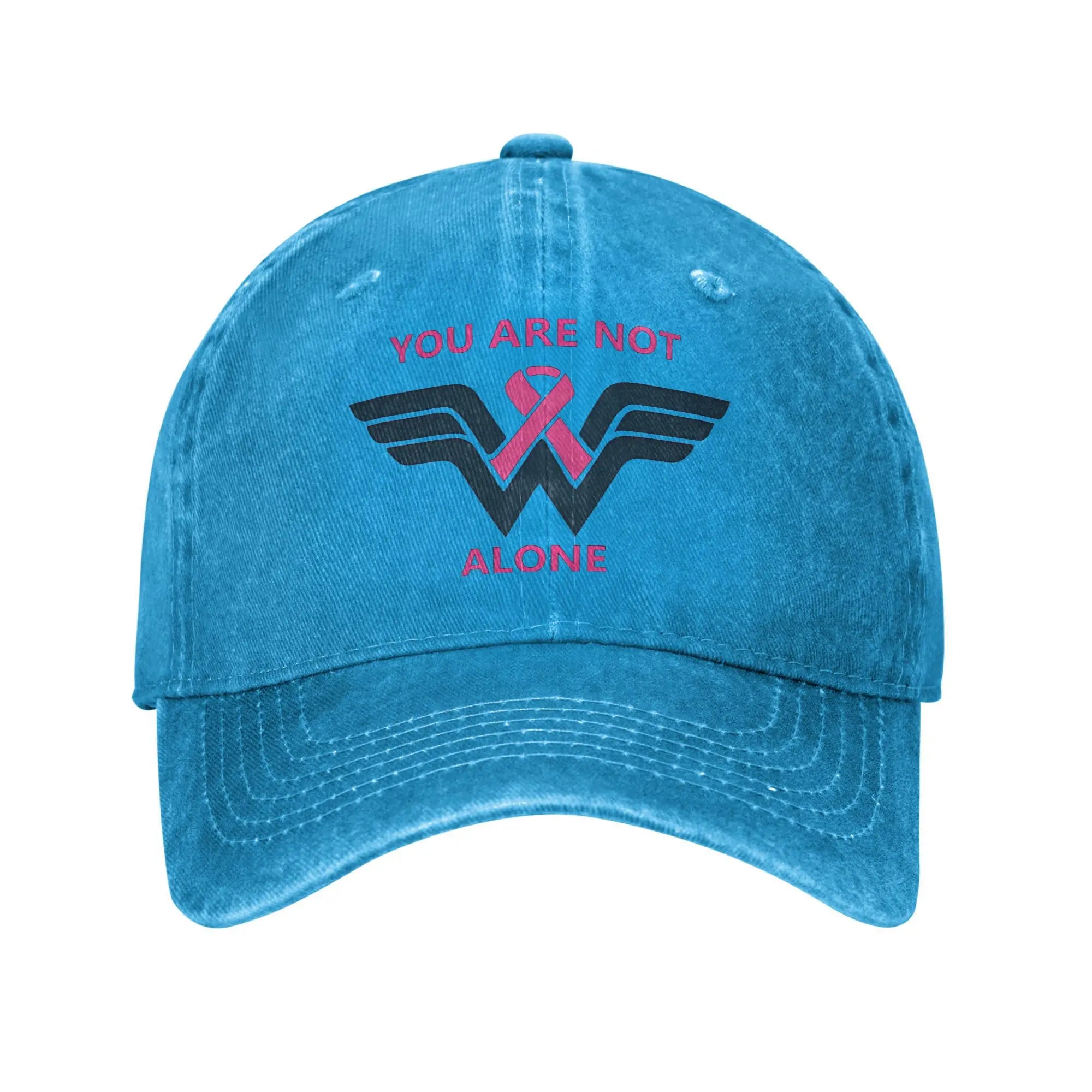 Breast Cancer Ribbon Wonder Unisex Baseball Cap October Fighter Distressed Washed Hats Vintage Outdoor Adjustable Snapback