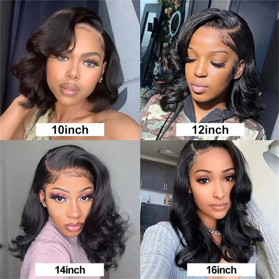 10 Inch Short Human Hair Wigs Bob Loose Body Wave Black Wig