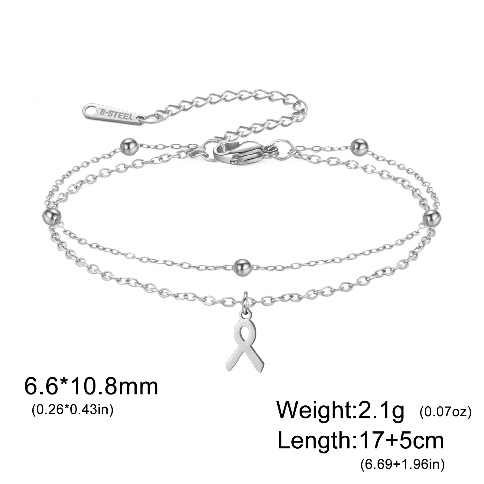 Women Breast Cancer Awareness Bracelets Stainless Steel Hand Chains Adjustable Chain Safety Blessing Lucky Jewelry Gift