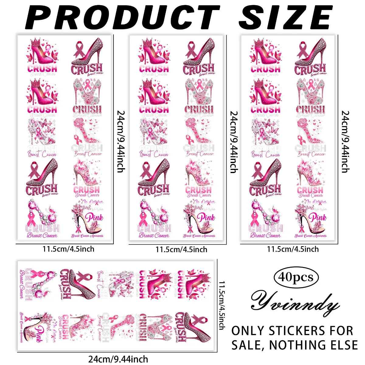 40PCS/SETThe Queen Overcomes Breast Cancer UV DTF DIY Cups Transfer Sticker For DIY Cups (Only The Transfer Sticker Is Included)