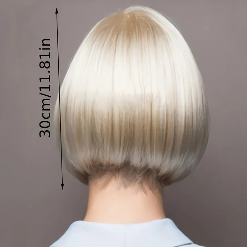 Women's white chemical fiber synthetic wig full head cover, suitable for daily wear, parties and role-playing