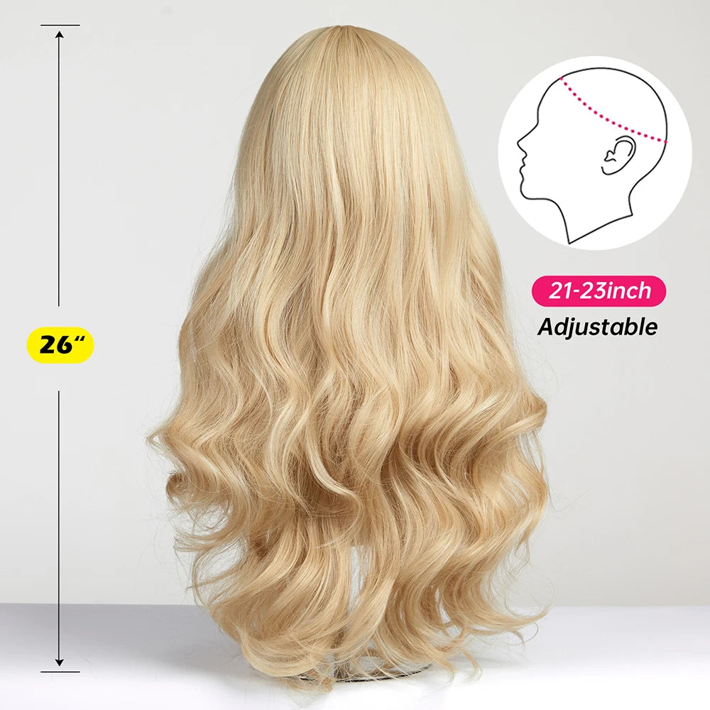 EASIHAIR Sandy Blonde Golden Wavy Synthetic Wigs with Long Hair Wigs for Women Natural Heat Resistant