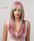 Element Synthetic Fiber Wigs for Women Long Straight Wavy Brown Blonde Wig with Bangs Heat Resistant Fashion Natural Daily Party