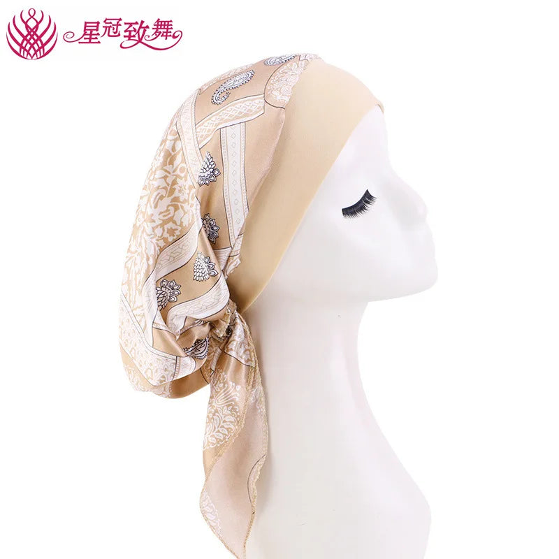 Elastic Wide-Band Boho Print Head Scarf, Sleep Cap & Hair Wrap for Women
