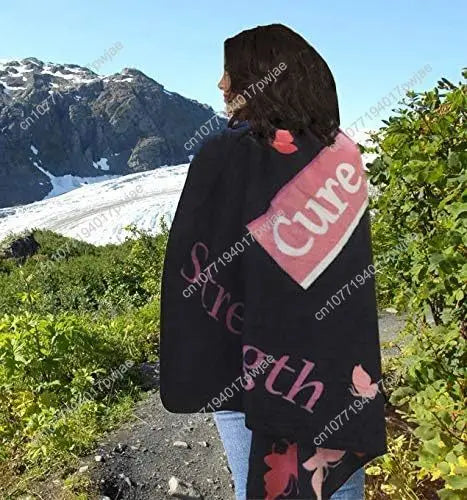 Pink Ribbon (Black) Breast Cancer Support Super Soft Throw Blanket Throw Blanket for Bedroom Living Room Spring Custom blankets