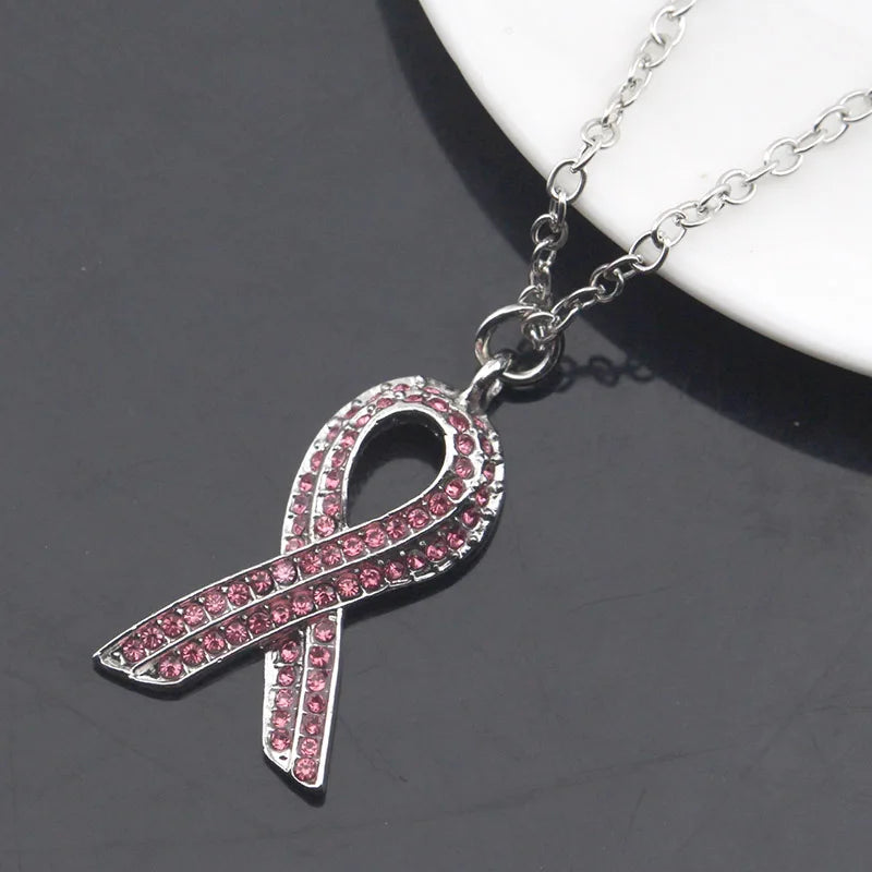 Breast Cancer Awareness Pink Ribbon Necklaces Pendant Jewelry support for all those suffering breast cancer