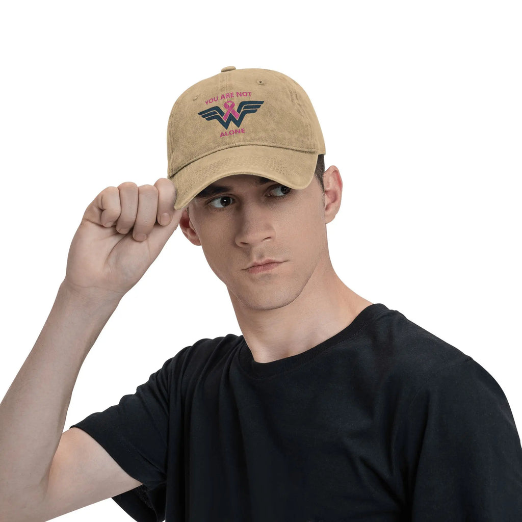 Breast Cancer Ribbon Wonder Unisex Baseball Cap October Fighter Distressed Washed Hats Vintage Outdoor Adjustable Snapback