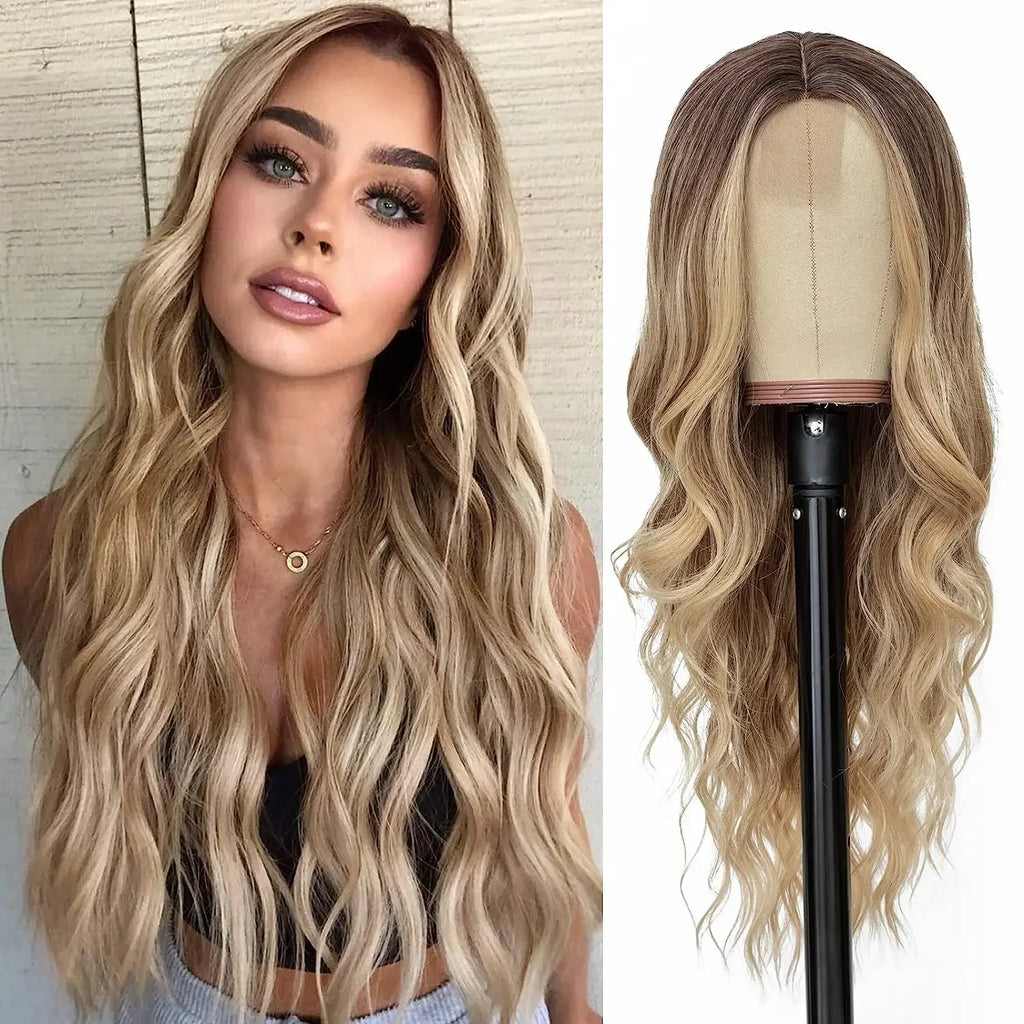Blonde Women's Wigs Ombre Blonde Curly Wig Wig Ladies Synthetic