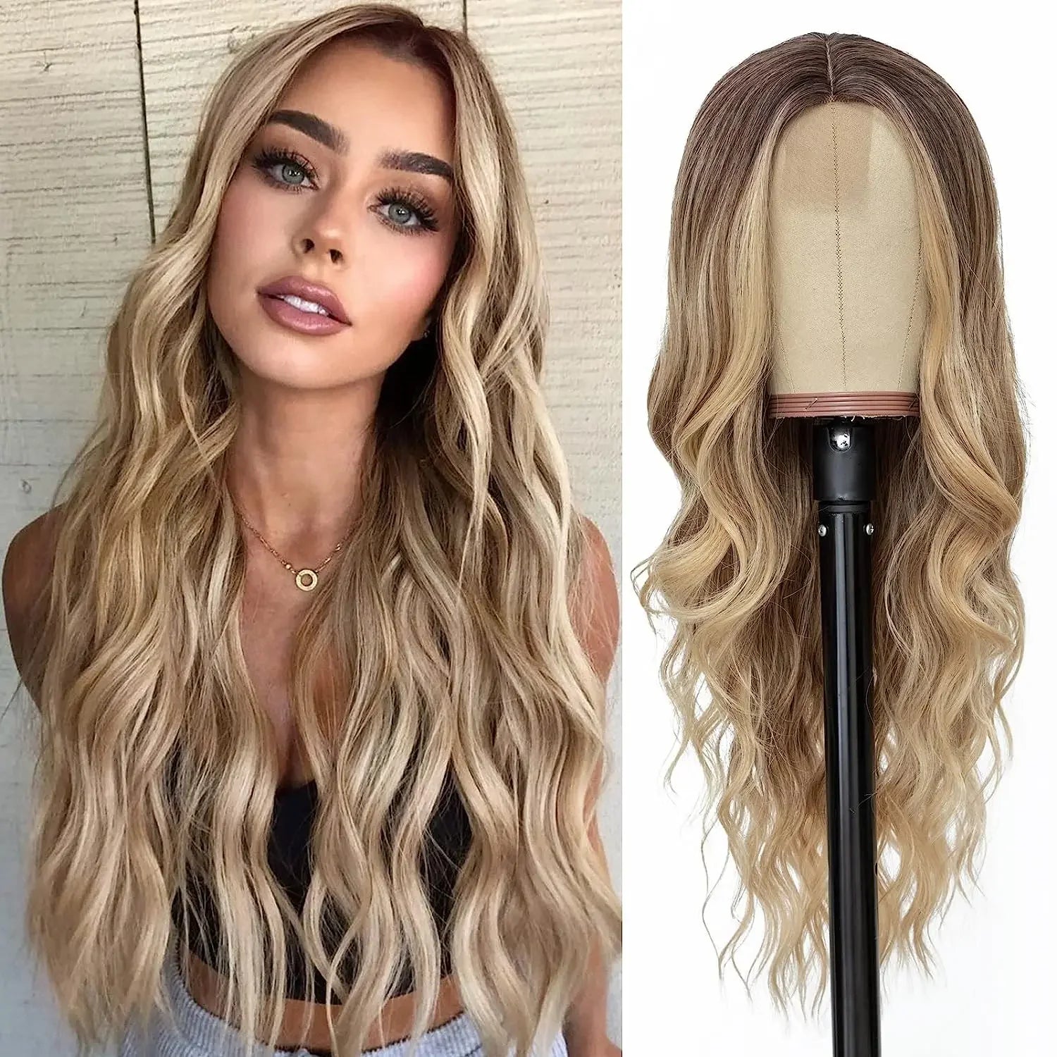 Blonde Women's Wigs Ombre Blonde Curly Wig Wig Ladies Synthetic