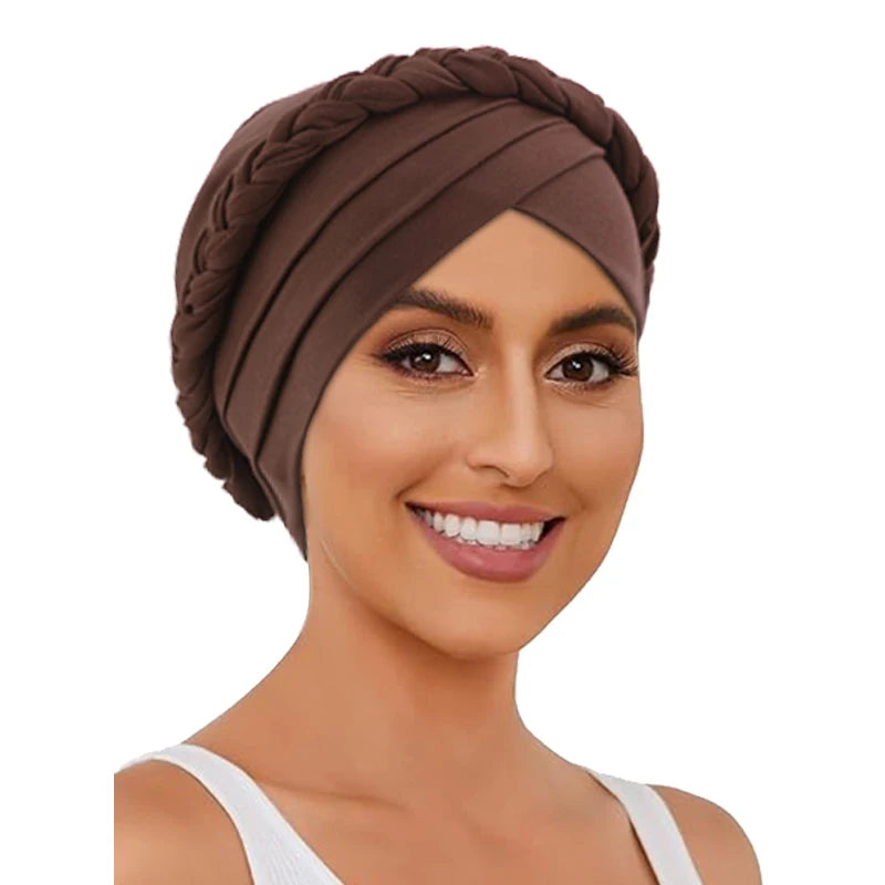 Women Braid Elastic Chemo Head Piece Hair Cover Wrap Headwear