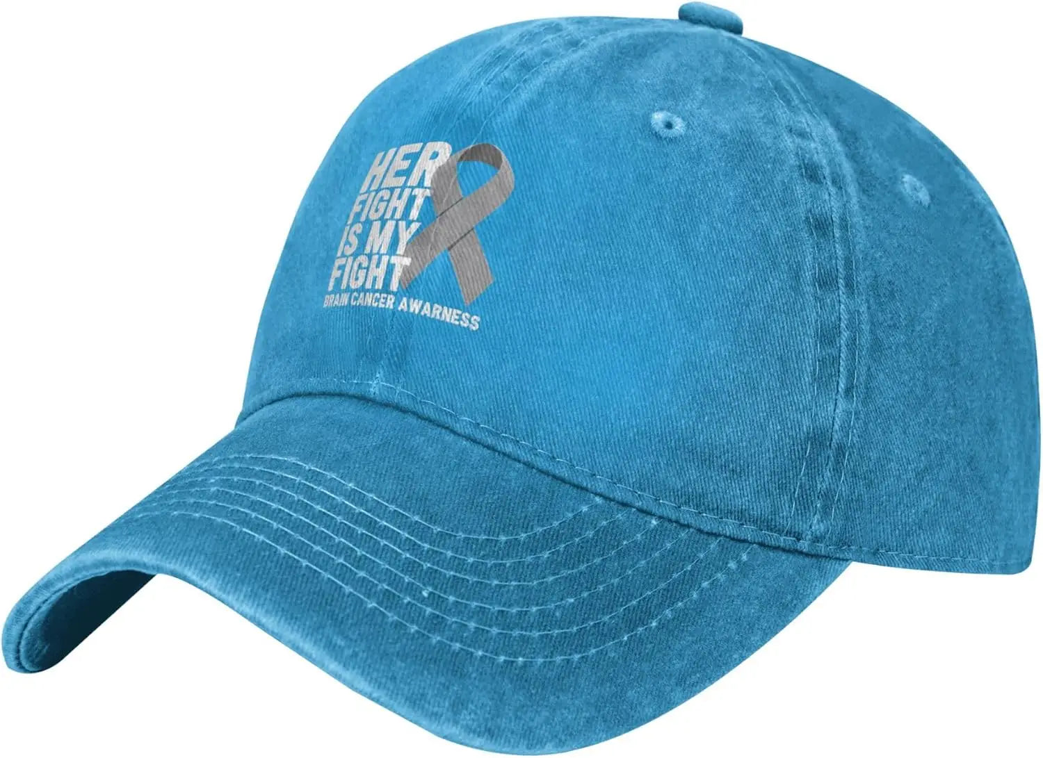 Her Fight Is My Fight Brain Cancer Awareness Grey Ribbon Baseball Cap Adjustable Cotton Casual Hat