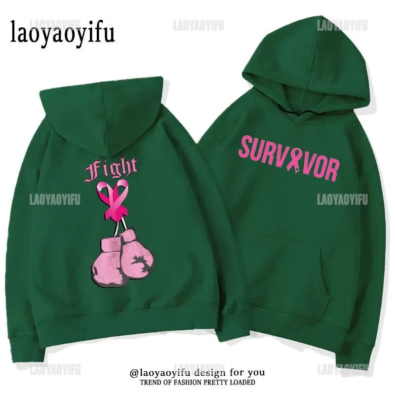 Breast Cancer Awareness Motivational Fighter Graphic Pullover BREAST CANCER AWARENESS Pink Ribbon Tree Woman Hoodies