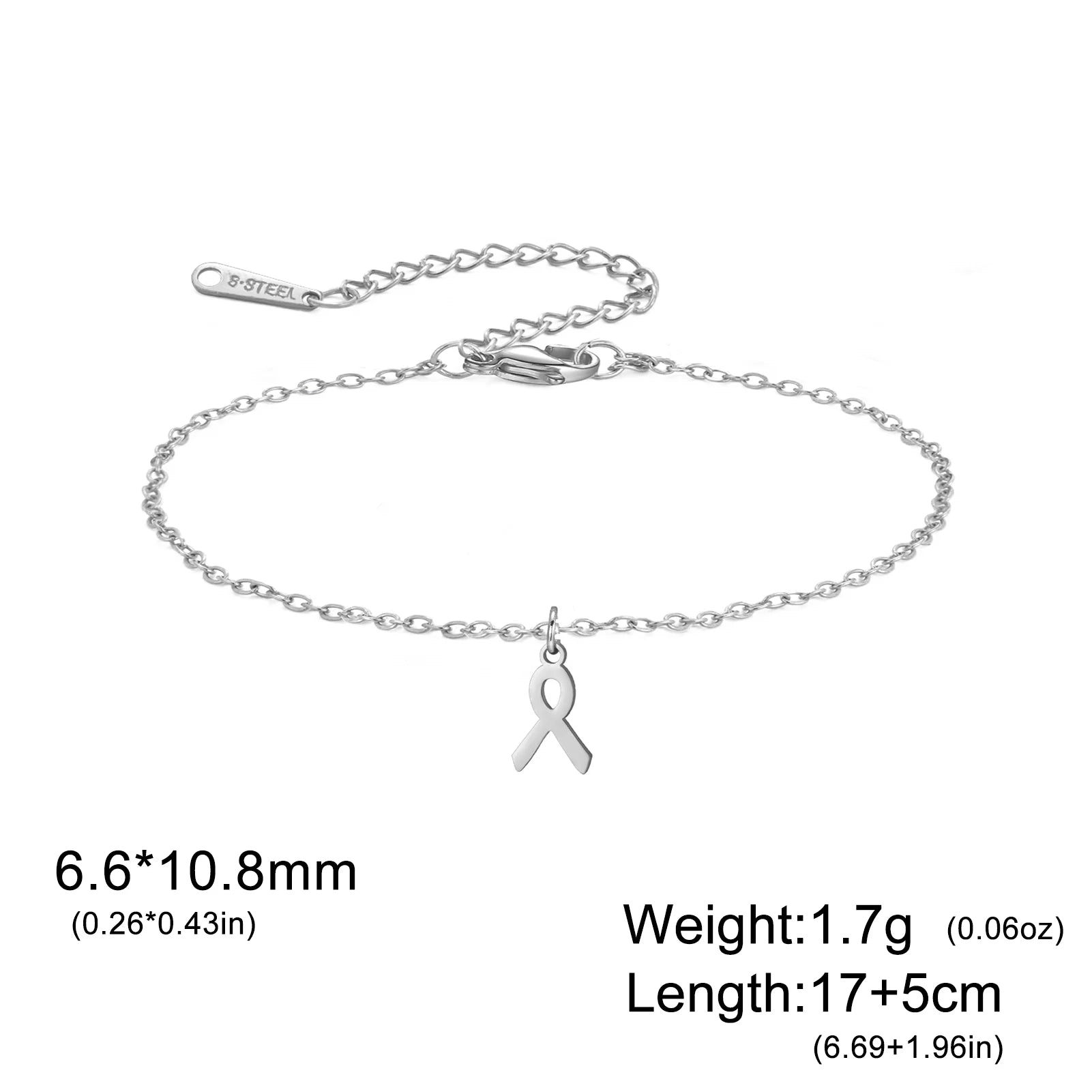 Women Breast Cancer Awareness Bracelets Stainless Steel Hand Chains Adjustable Chain Safety Blessing Lucky Jewelry Gift