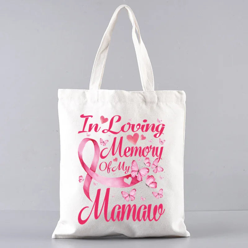 October Pink Breast Cancer Awareness Pattern Bag Set, Lightweight Large Capacity Tote Bag, Party Gift Handbag for Girls