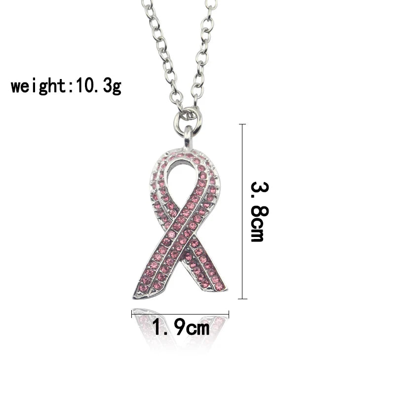 Breast Cancer Awareness Pink Ribbon Necklaces Pendant Jewelry support for all those suffering breast cancer