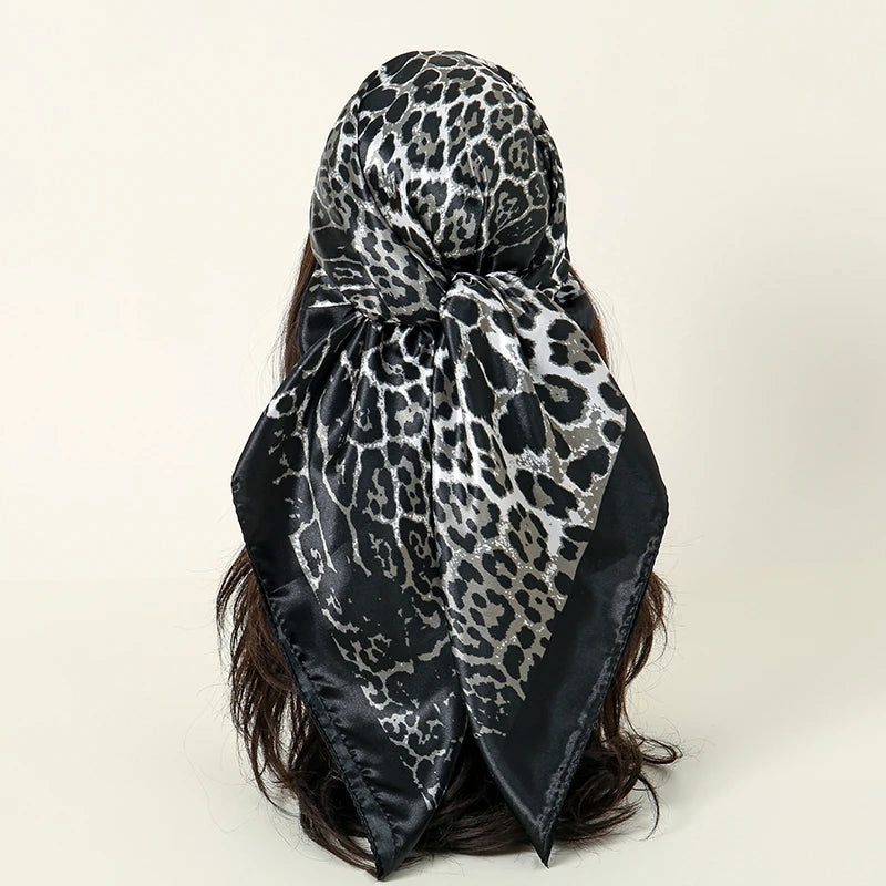 Satin Square Scarf Women  Elegant 2025 Print Silk Neckerchief Shawl Wraps Headband Handle Hair Accessories Bandana
