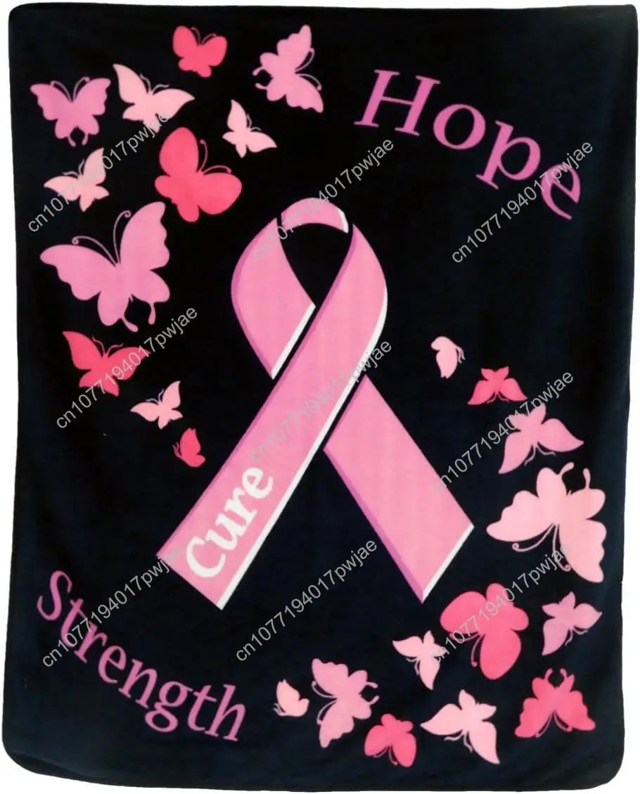 Pink Ribbon (Black) Breast Cancer Support Super Soft Throw Blanket Throw Blanket for Bedroom Living Room Spring Custom blankets