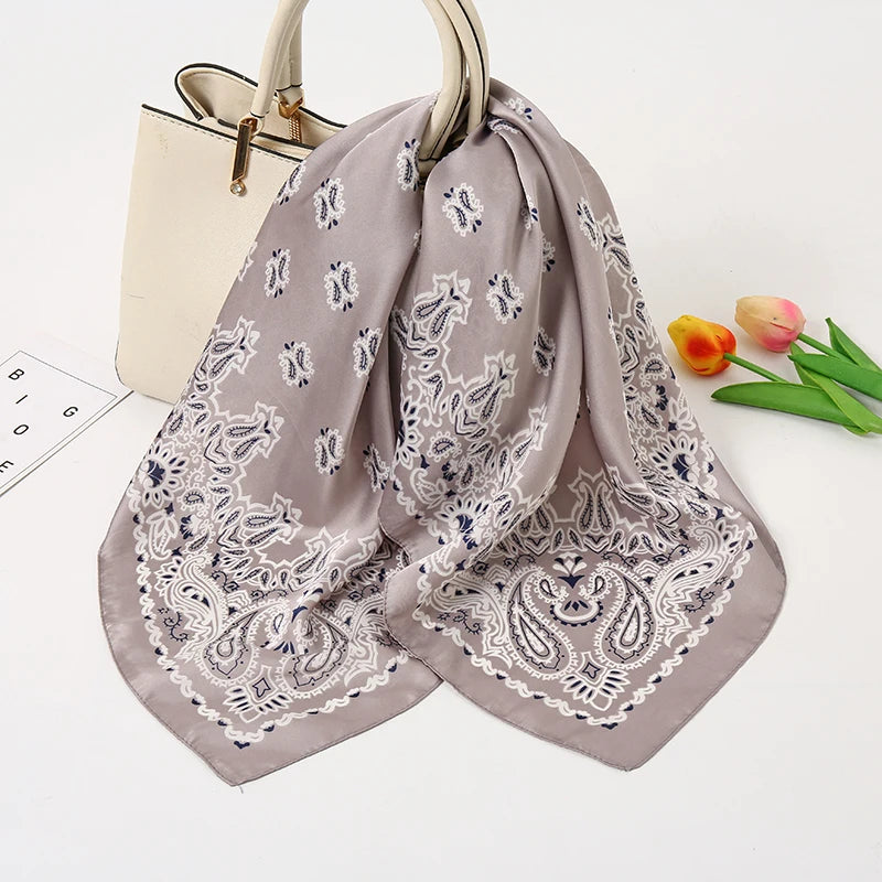 70*70cm Silk Neck Scarf Women Luxury Square Scarf, Headband Shawls Brand Wraps Neckerchief Hair Bandana