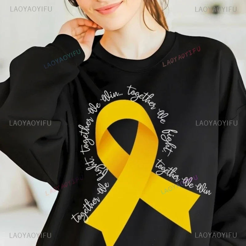Childhood Cancer Sweatshirt Cancer Support Crewneck Sweatshirt  Survivor Gift Cancer Awareness Gifts Autumn Clothes Long Sleeve