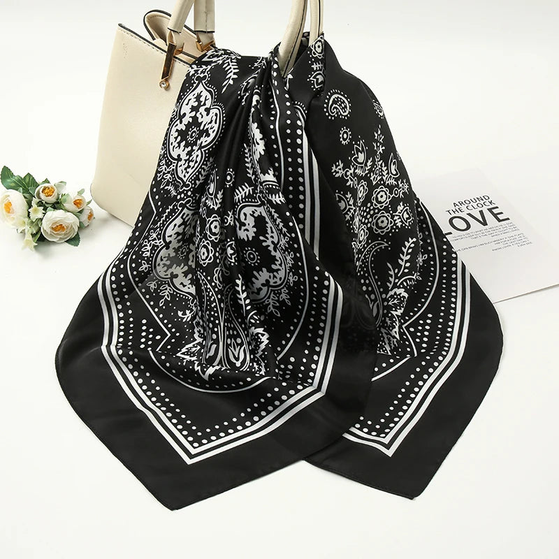70*70cm Silk Neck Scarf Women Luxury Square Scarf, Headband Shawls Brand Wraps Neckerchief Hair Bandana