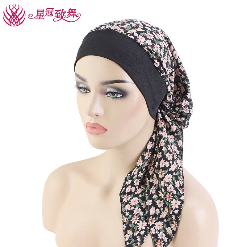 Elastic Wide-Band Boho Print Head Scarf, Sleep Cap & Hair Wrap for Women