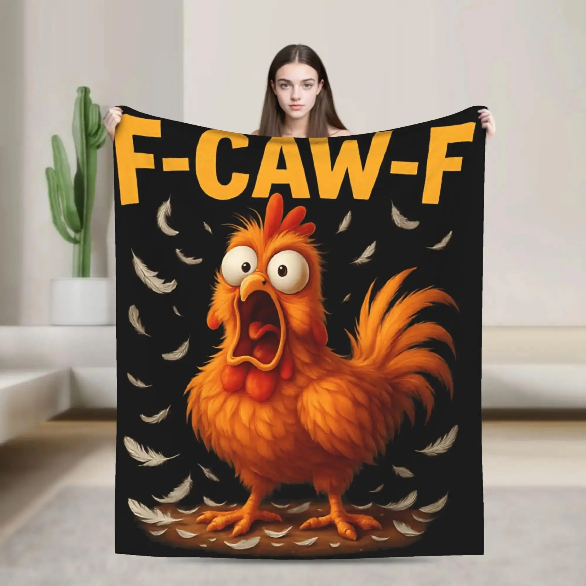 FCawF Rooster Meme Funny Chicken Fcawf Breast Cancer Awareness Blanket Super Warm Winter Bedding Throw for Chair Sofa Bed Cover