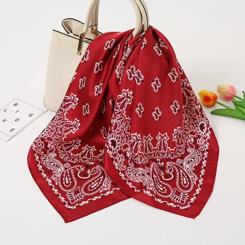 70*70cm Silk Neck Scarf Women Luxury Square Scarf, Headband Shawls Brand Wraps Neckerchief Hair Bandana