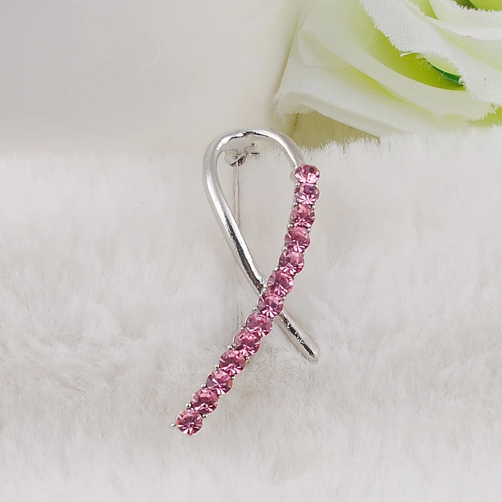 Pink Ribbon Brooch for Breast Cancer Awareness Month And Breast Cancer Day Activities Fashionable Jewelry for Support