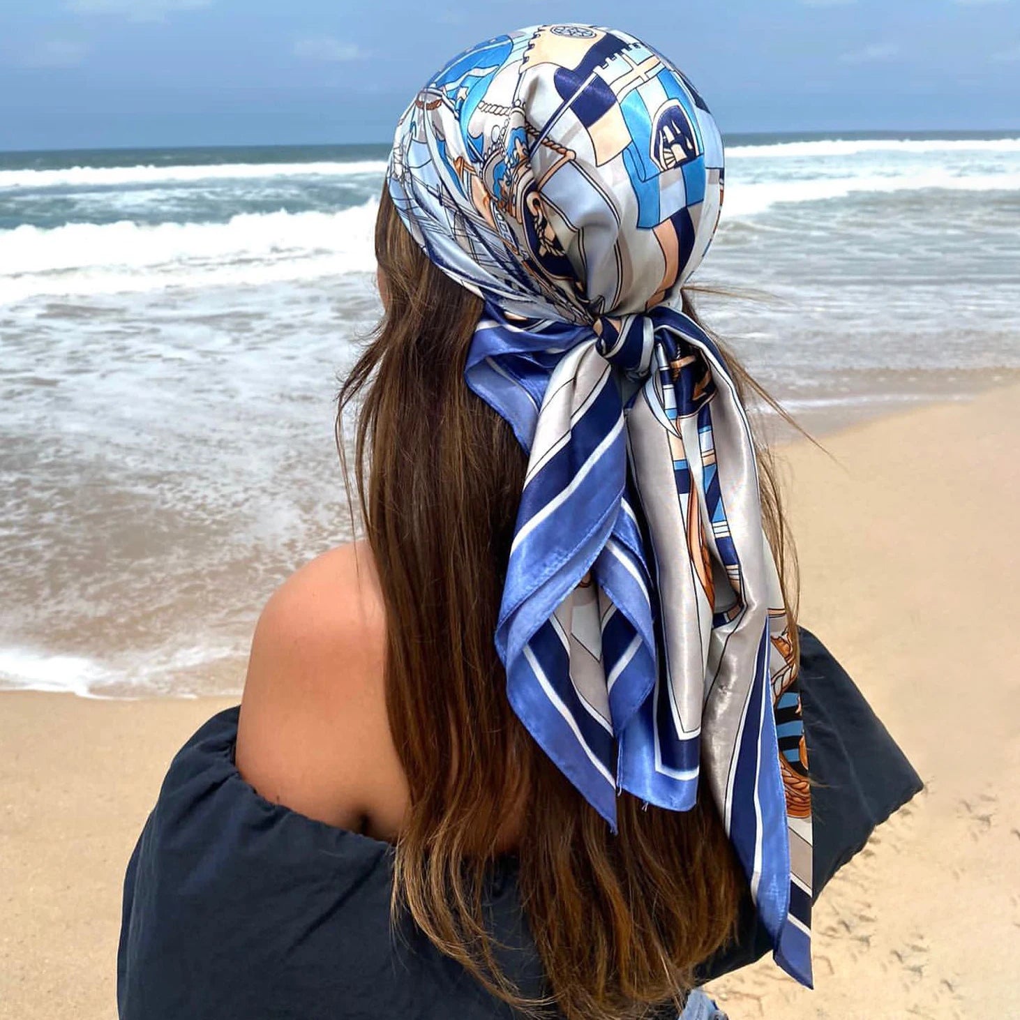 Satin Square Scarf Women  Elegant 2025 Print Silk Neckerchief Shawl Wraps Headband Handle Hair Accessories Bandana