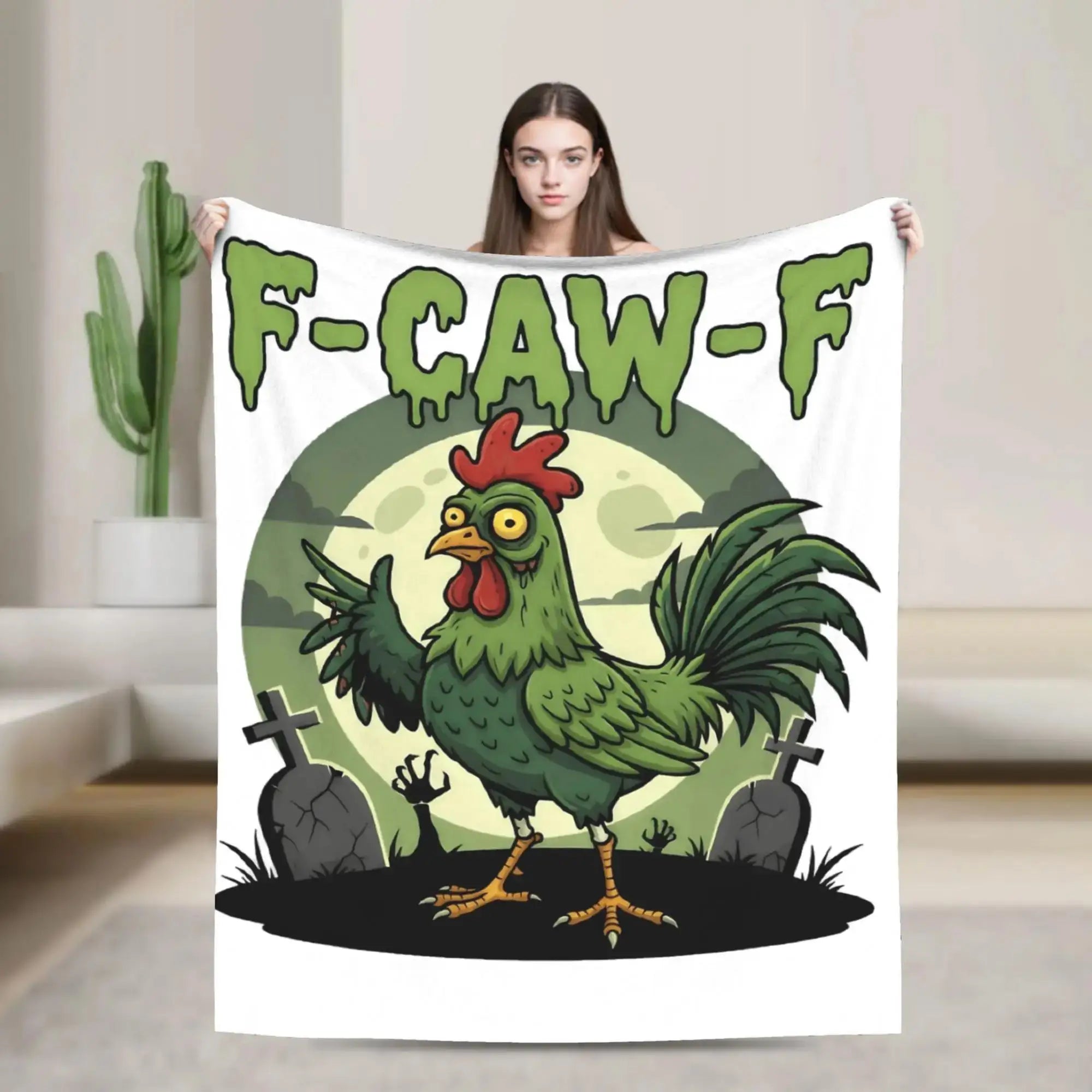 FCawF Rooster Meme Funny Chicken Fcawf Breast Cancer Awareness Blanket Super Warm Winter Bedding Throw for Chair Sofa Bed Cover