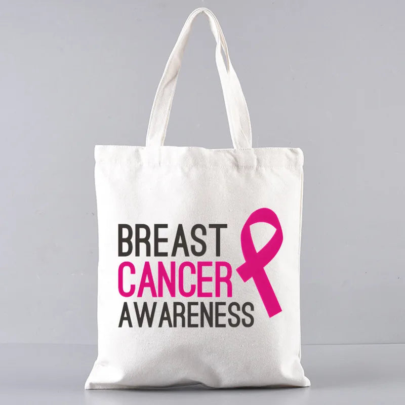 October Pink Breast Cancer Awareness Pattern Bag Set, Lightweight Large Capacity Tote Bag, Party Gift Handbag for Girls