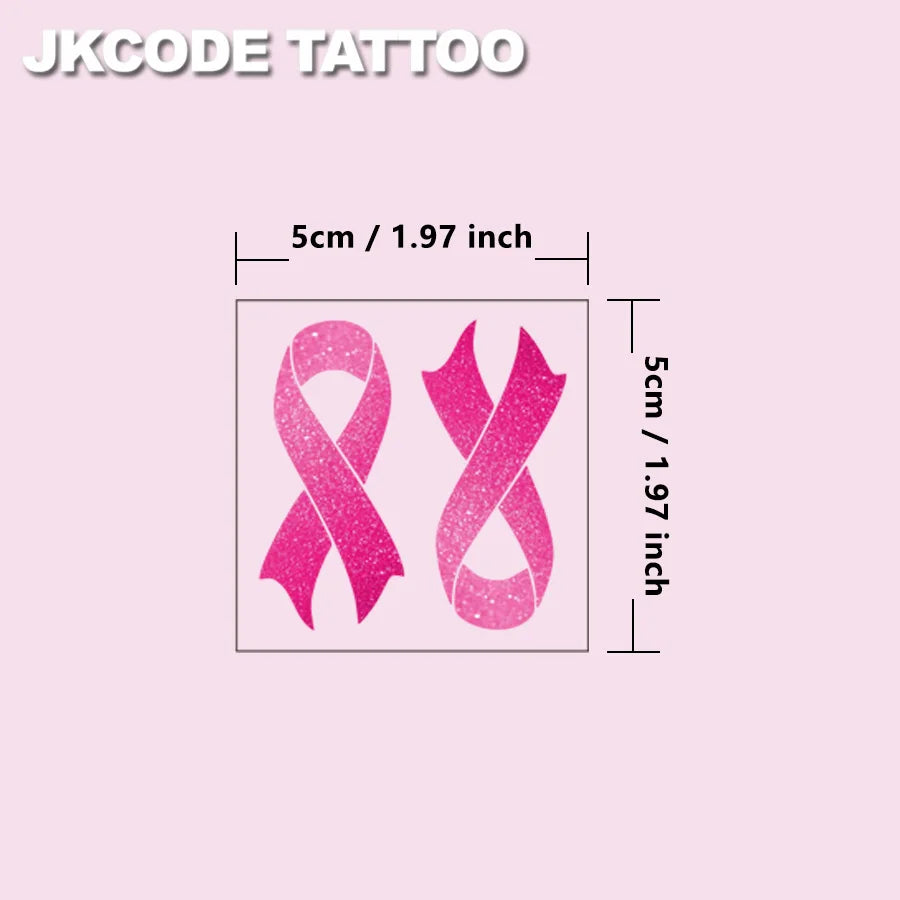 FUN TATTOOS to Celebrate! 12 Pcs Pink Ribbon "Hope" Temporary Tattoos - Show Your Support, Waterproof Stickers for Breast Cancer Awareness
