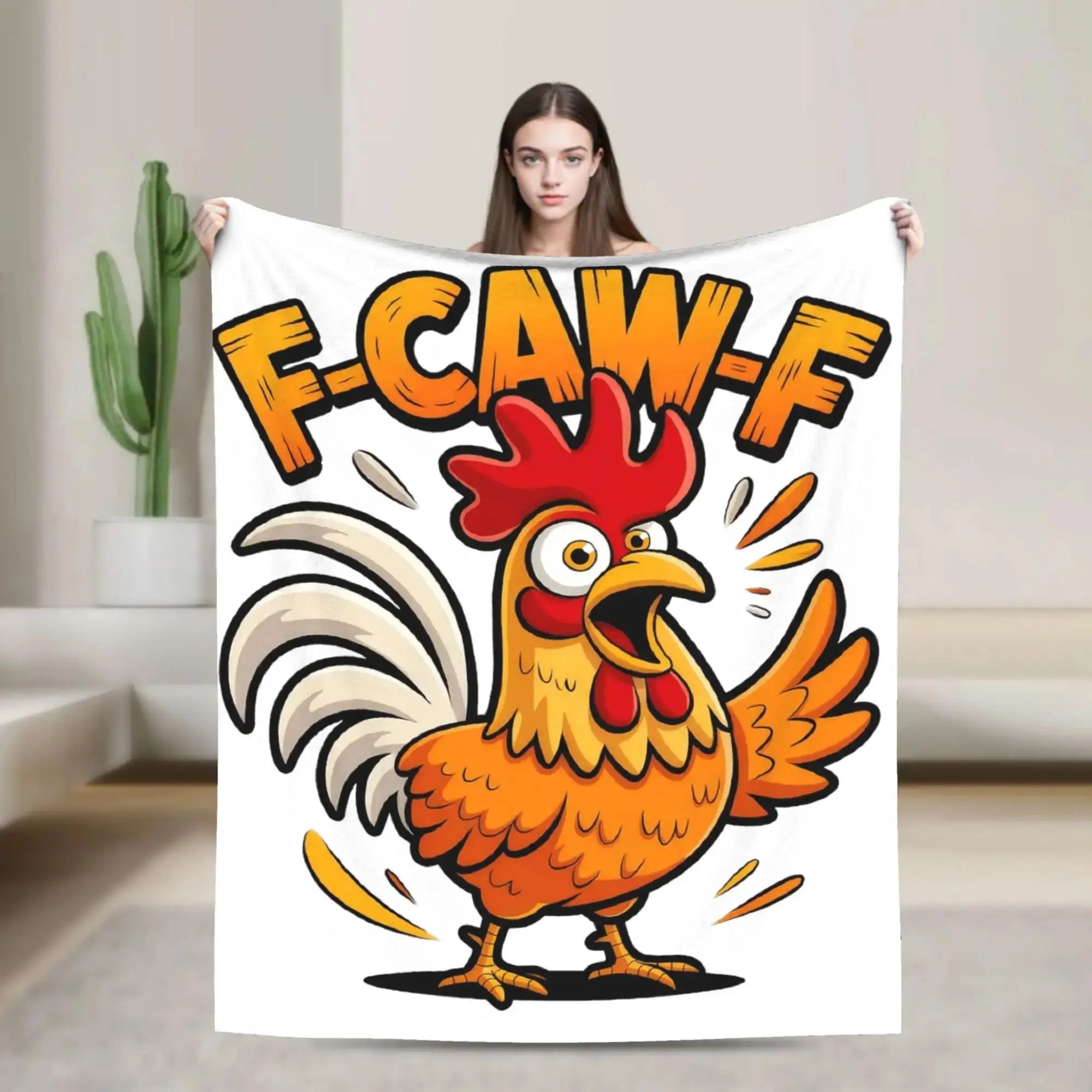 FCawF Rooster Meme Funny Chicken Fcawf Breast Cancer Awareness Blanket Super Warm Winter Bedding Throw for Chair Sofa Bed Cover