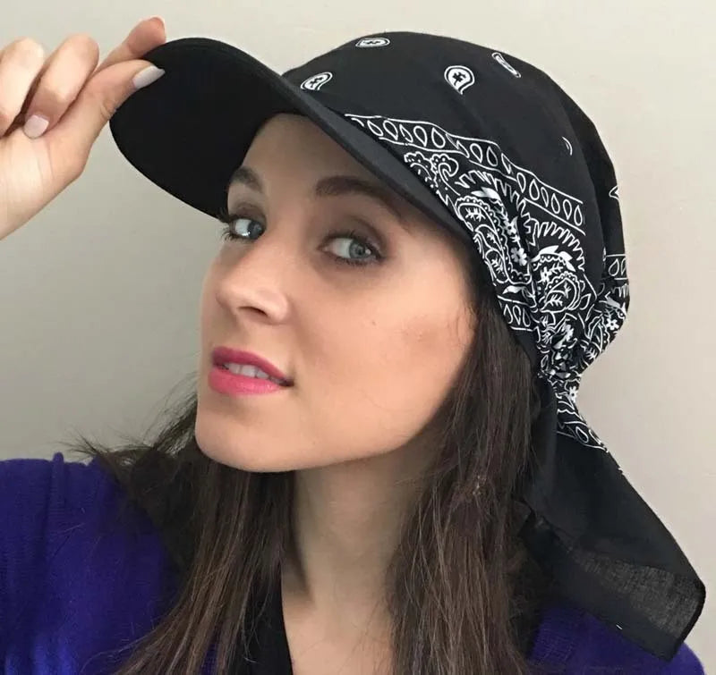 Fashion Hat Women Baseball Cap Sun Hats Headscarf Scarf Brim Caps Floral Print  with scarf or  Bandanas