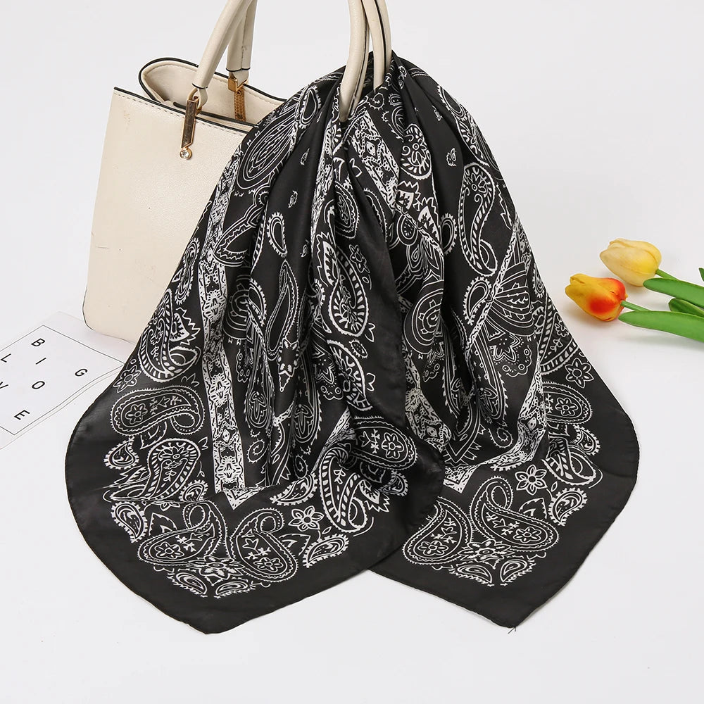 70*70cm Silk Neck Scarf Women Luxury Square Scarf, Headband Shawls Brand Wraps Neckerchief Hair Bandana