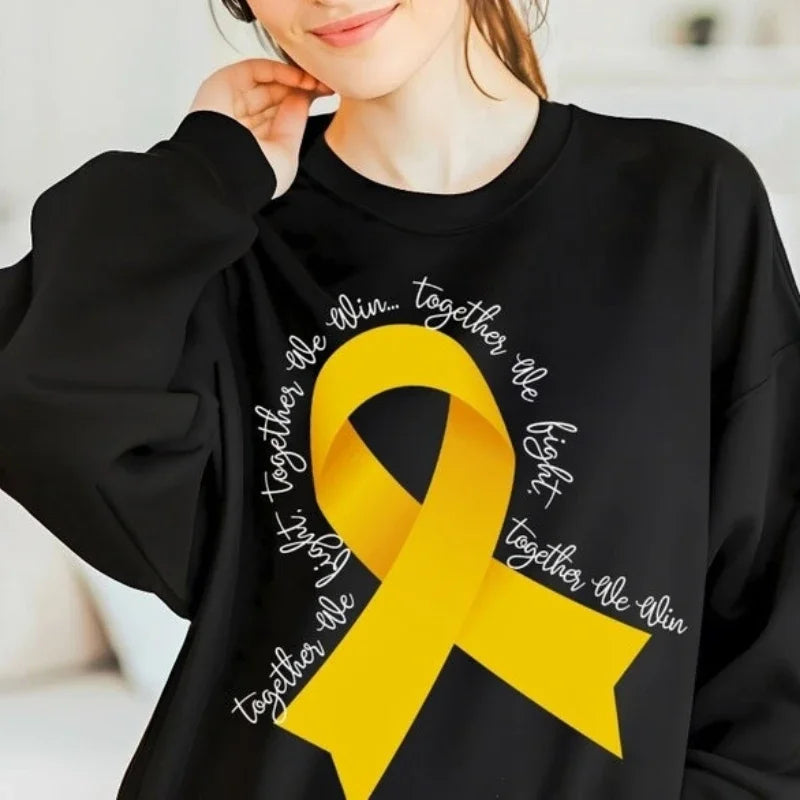 Childhood Cancer Sweatshirt Cancer Support Crewneck Sweatshirt  Survivor Gift Cancer Awareness Gifts Autumn Clothes Long Sleeve