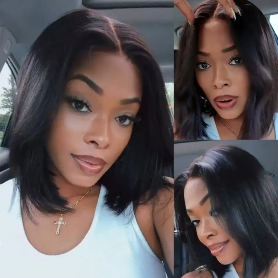 Blonde Highlight Layered Cut Bob 5X5 Lace Closure Wig Short Bob Wig Human Hair 100% Colored Highlight Ombre Straight For Women
