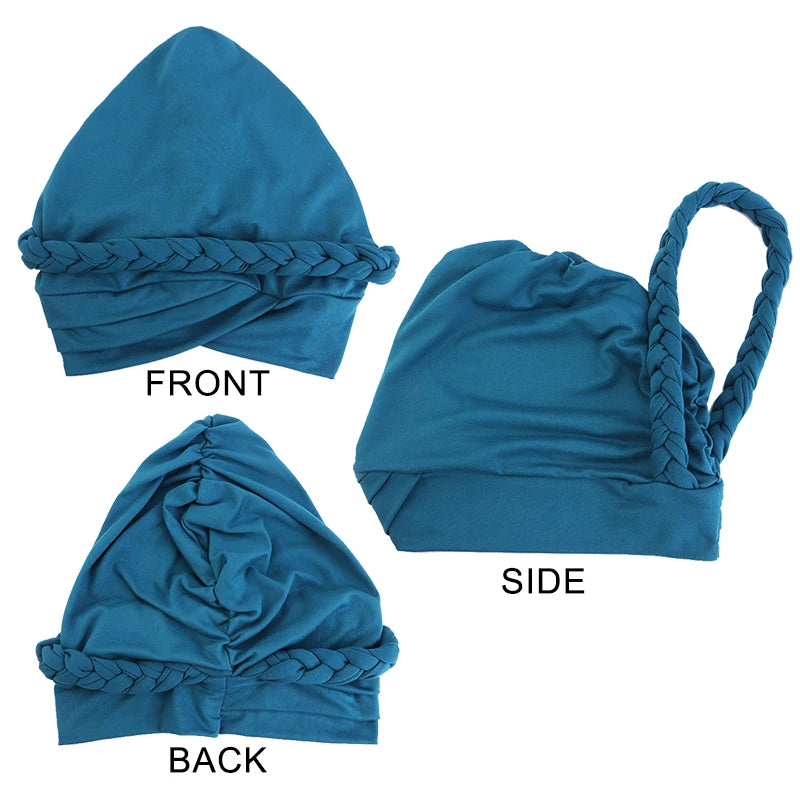 Women Braid Elastic Chemo Head Piece Hair Cover Wrap Headwear