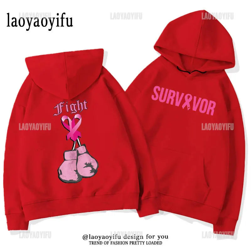 Breast Cancer Awareness Motivational Fighter Graphic Pullover BREAST CANCER AWARENESS Pink Ribbon Tree Woman Hoodies