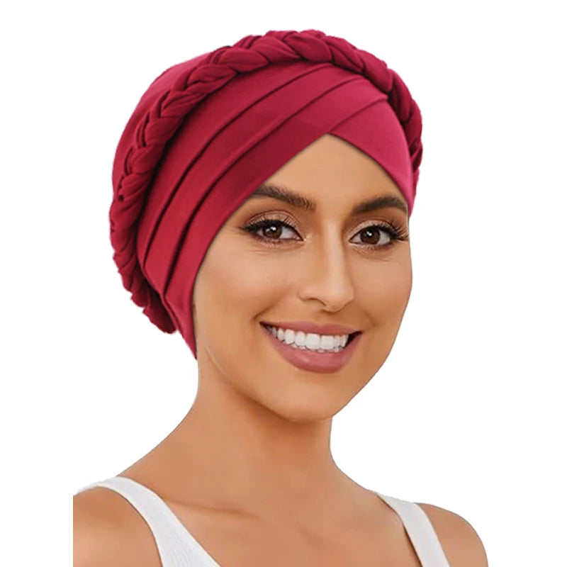 Women Braid Elastic Chemo Head Piece Hair Cover Wrap Headwear