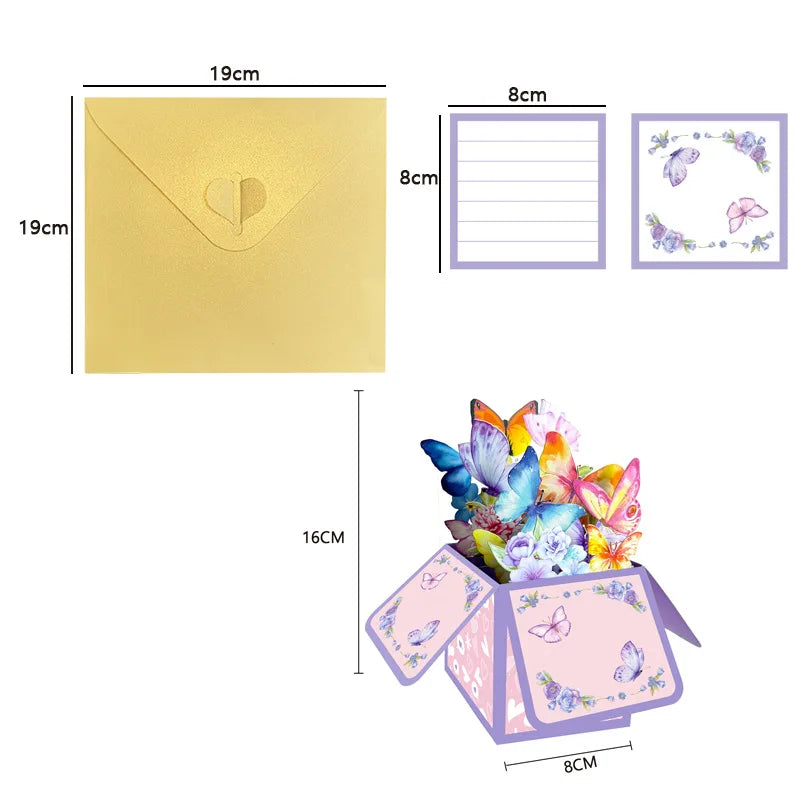 1pc Flower Pop Up Box Card,for Thinking of You, Get Well Soon,Birthday,Happy Mother`s Day,Best Mom Ever, Thank You, Thanksgiving