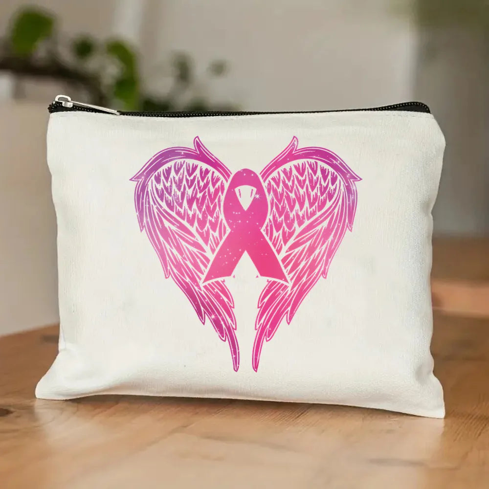 October Pink Breast Cancer Awareness Pattern Bag Set, Lightweight Large Capacity Tote Bag, Party Gift Handbag for Girls