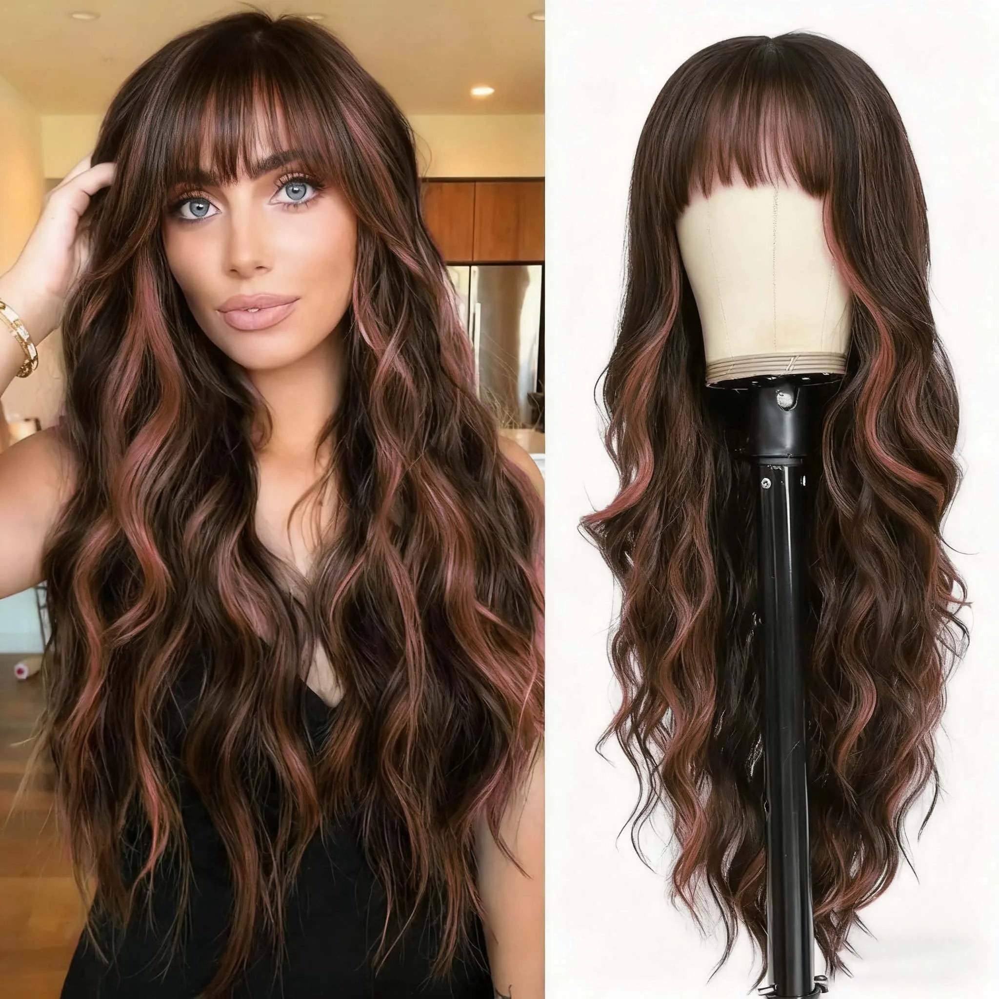 Blonde Women's Wigs Ombre Blonde Curly Wig Wig Ladies Synthetic