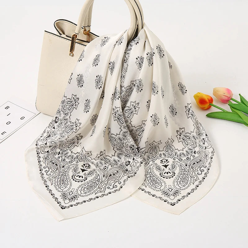 70*70cm Silk Neck Scarf Women Luxury Square Scarf, Headband Shawls Brand Wraps Neckerchief Hair Bandana