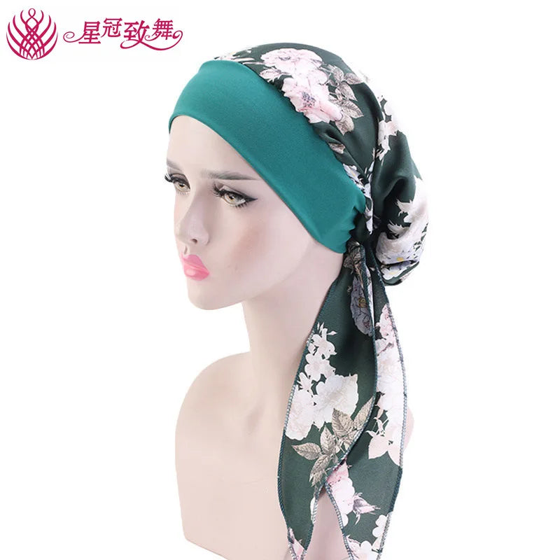 Elastic Wide-Band Boho Print Head Scarf, Sleep Cap & Hair Wrap for Women