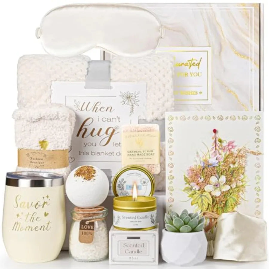CANCER GIFT SET- 11pcs Get Well Soon Gifts Basket Rose Relaxing Care Package After Surgery Luxury Cancer Care Set Uni