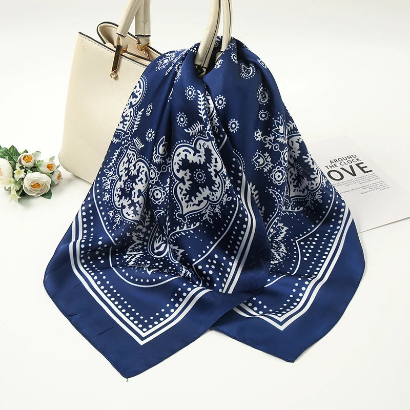 70*70cm Silk Neck Scarf Women Luxury Square Scarf, Headband Shawls Brand Wraps Neckerchief Hair Bandana